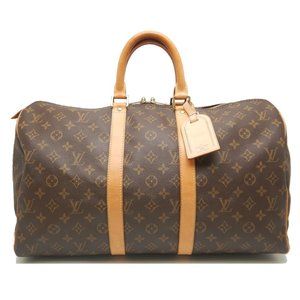 Louis Vuitton Monogram Keepall 45 Boston Bag Brown